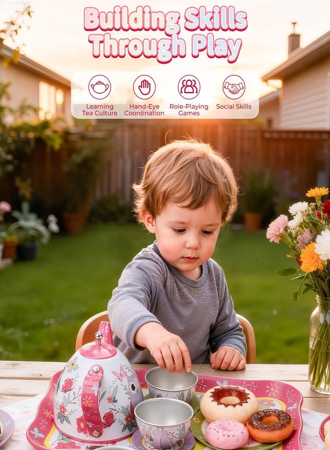 Fiderix Premium Tea Party Set for Toddlers 3-6 - Durable Toy Tea Set for Sweet Family Tea Time, Cute Pretend Play Kitchen Toy with Desserts & Carrying Case, Birthday - Image 2